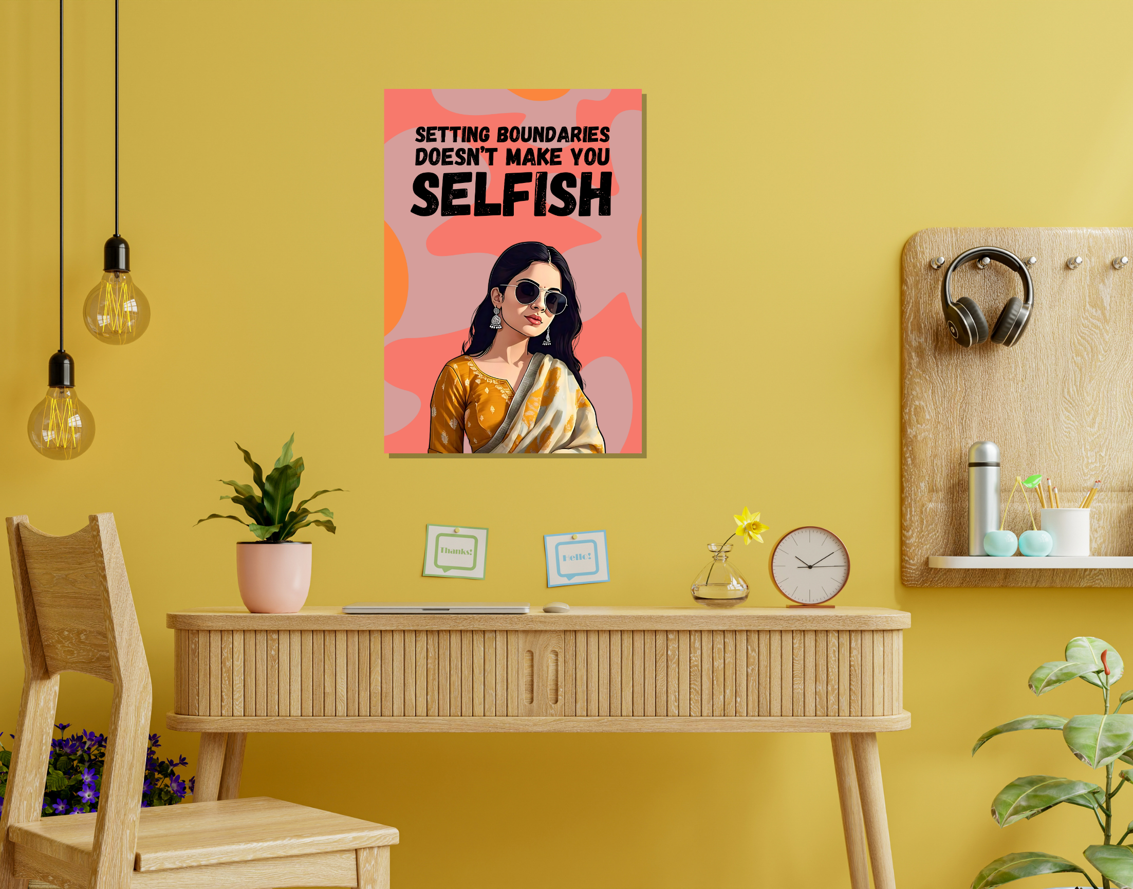 "SETTING BOUNDARIES,DOESN'T MAKE YOU SELFISH -WOMEN EDITION"- Shiny & Sturdy Metallic Poster  Art That Pops & Sticks (Literally!)