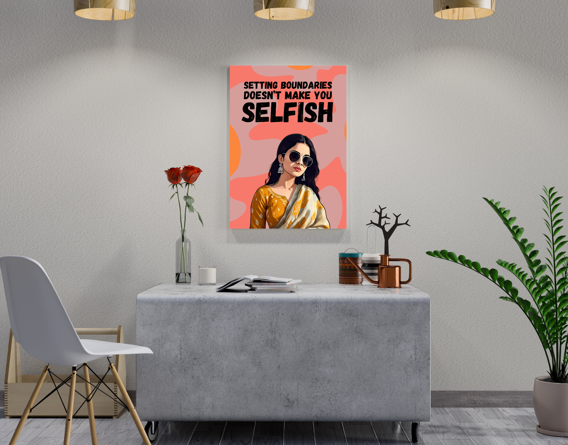 "SETTING BOUNDARIES,DOESN'T MAKE YOU SELFISH -WOMEN EDITION"- Shiny & Sturdy Metallic Poster  Art That Pops & Sticks (Literally!)
