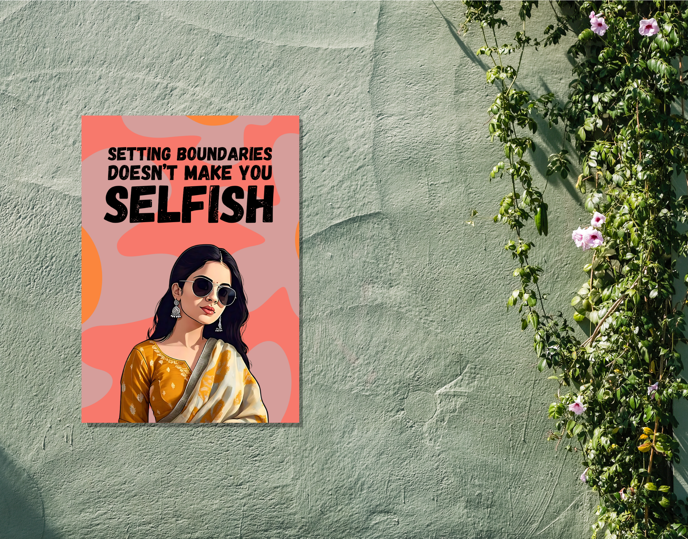 "SETTING BOUNDARIES,DOESN'T MAKE YOU SELFISH -WOMEN EDITION"- Shiny & Sturdy Metallic Poster  Art That Pops & Sticks (Literally!)