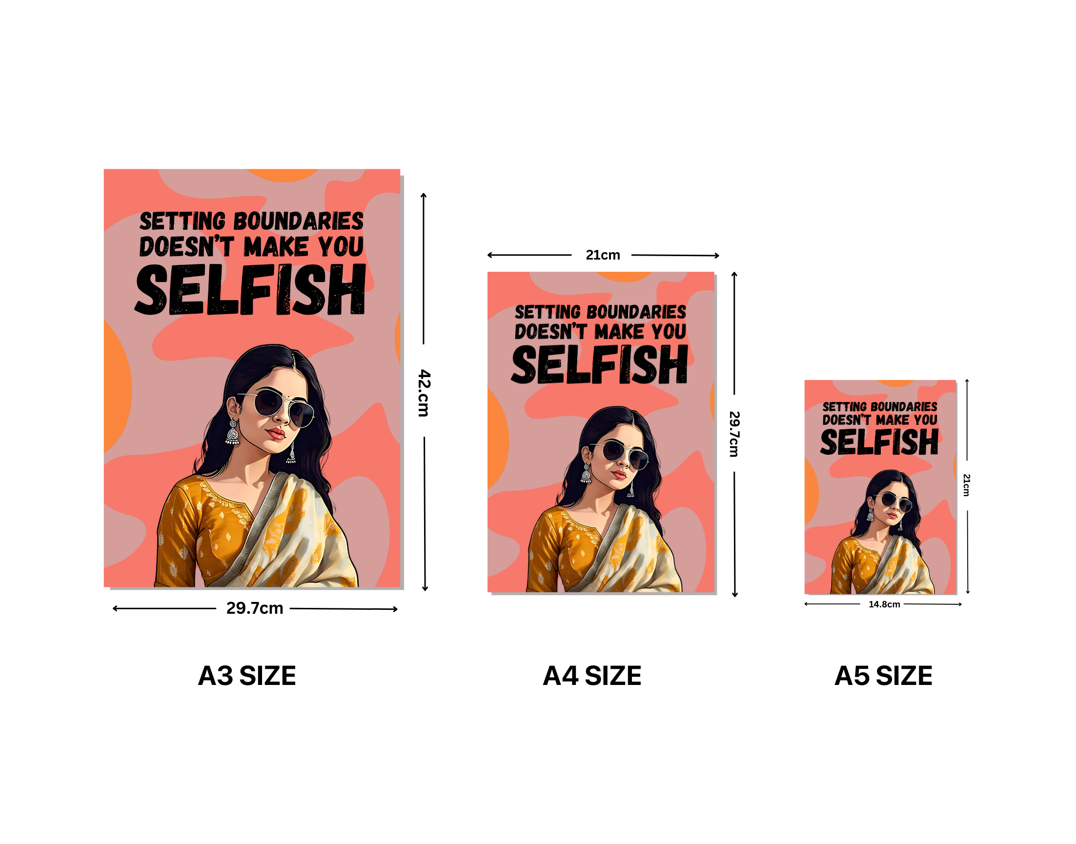 "SETTING BOUNDARIES,DOESN'T MAKE YOU SELFISH -WOMEN EDITION"- Shiny & Sturdy Metallic Poster  Art That Pops & Sticks (Literally!)