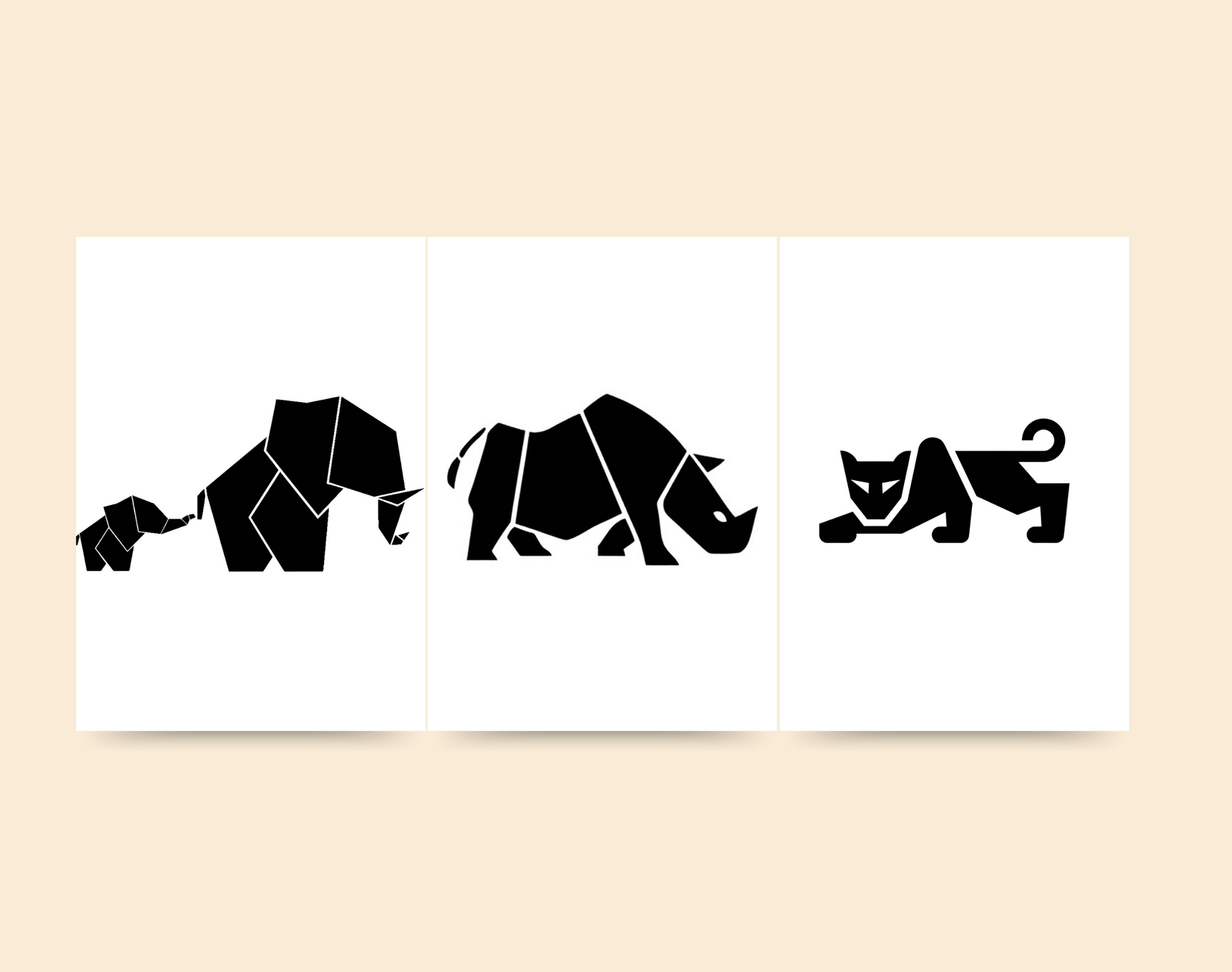 "GEOMETRIC ANIMAL KINGDOM"- Shiny & Sturdy Metallic Poster  Art That Pops & Sticks (Literally!)
