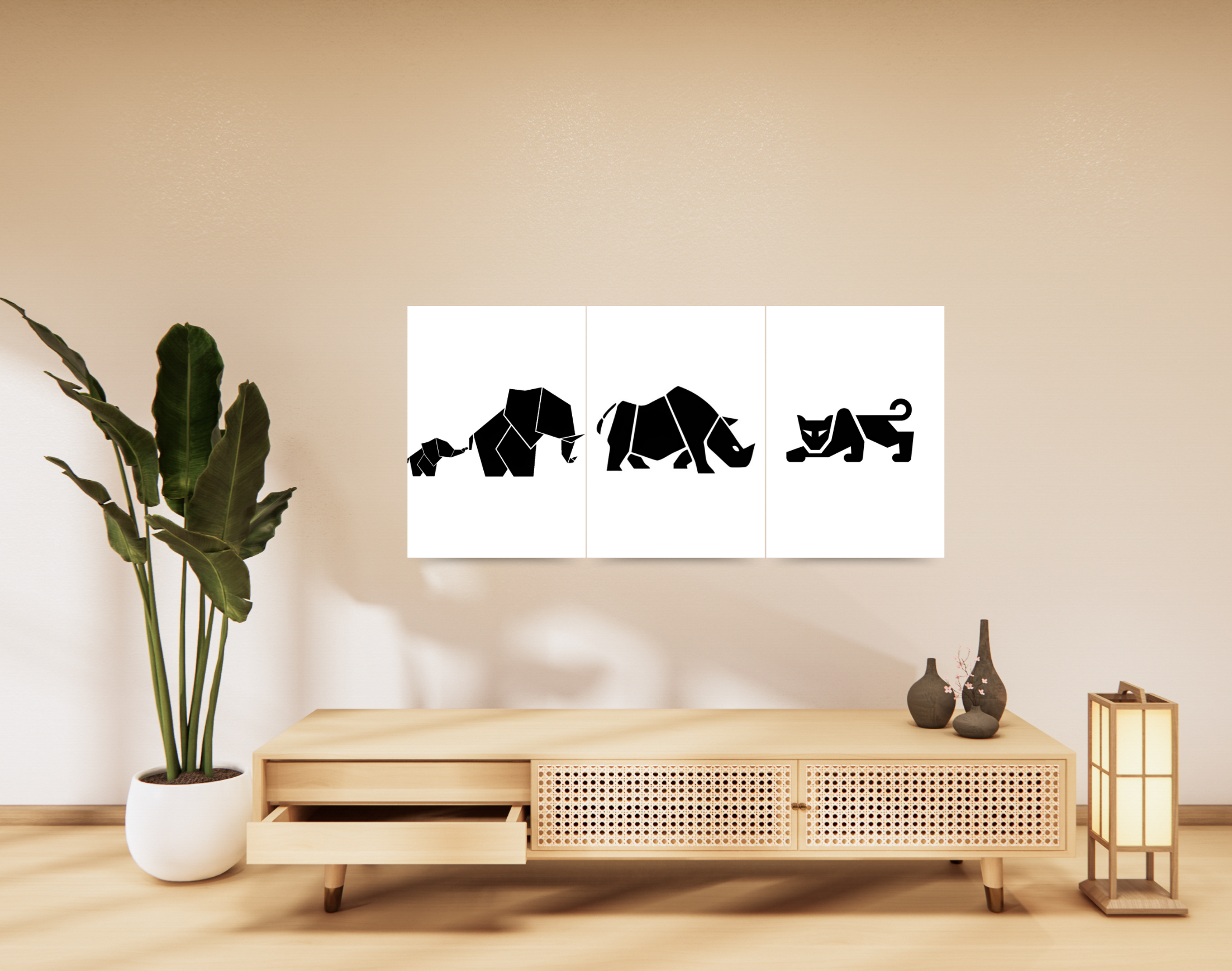 "GEOMETRIC ANIMAL KINGDOM"- Shiny & Sturdy Metallic Poster  Art That Pops & Sticks (Literally!)