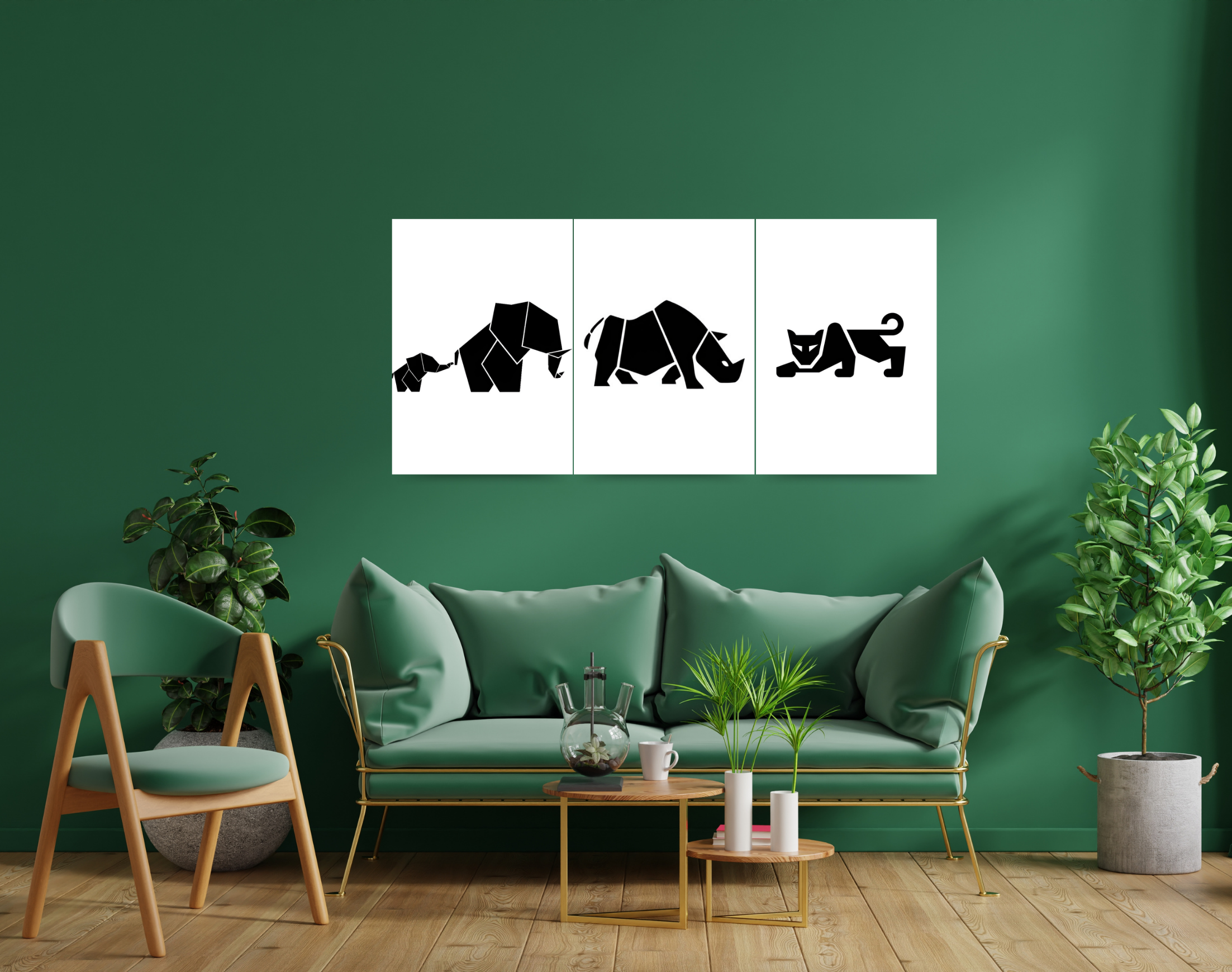 "GEOMETRIC ANIMAL KINGDOM"- Shiny & Sturdy Metallic Poster  Art That Pops & Sticks (Literally!)