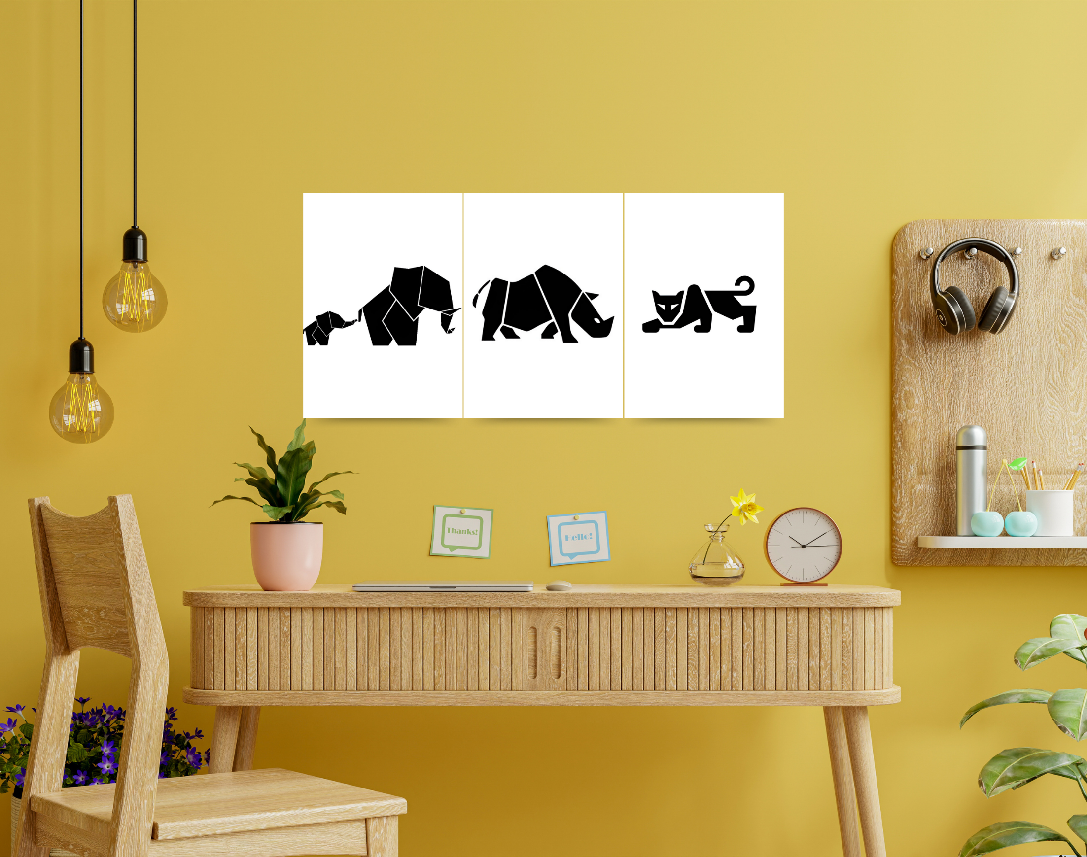 "GEOMETRIC ANIMAL KINGDOM"- Shiny & Sturdy Metallic Poster  Art That Pops & Sticks (Literally!)