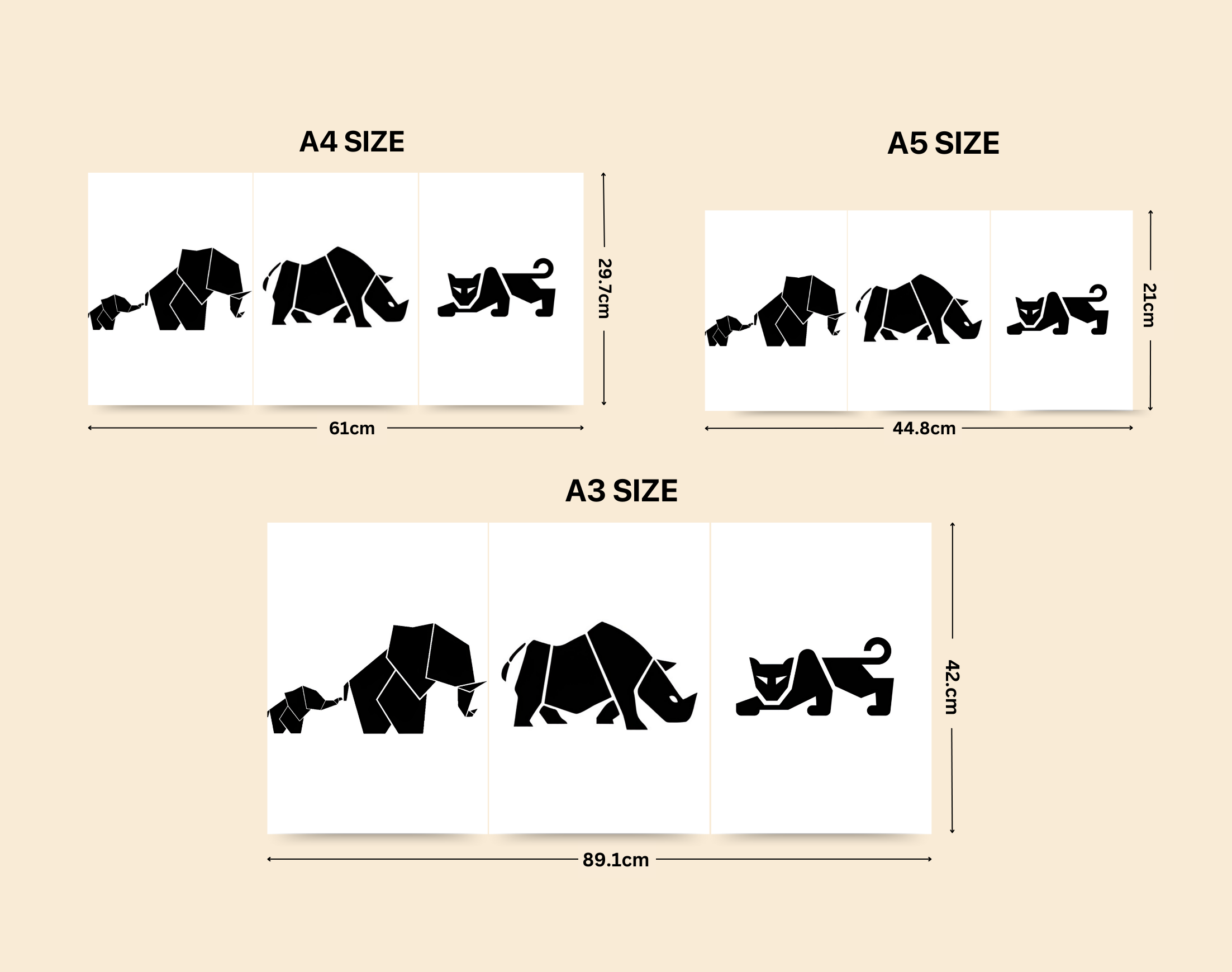 "GEOMETRIC ANIMAL KINGDOM"- Shiny & Sturdy Metallic Poster  Art That Pops & Sticks (Literally!)