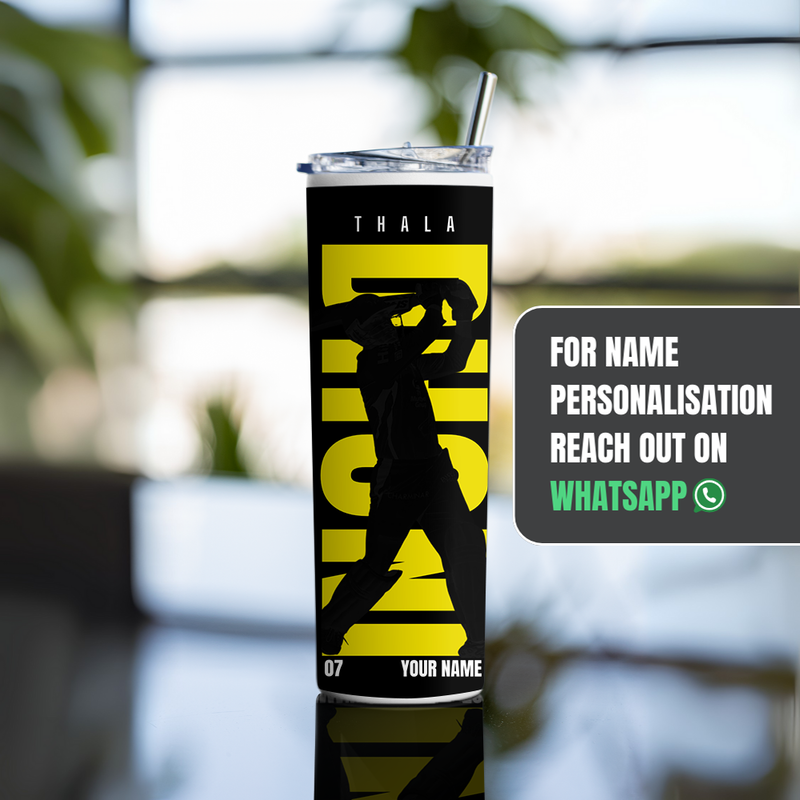 "DHONI - CRICKET FANDOM " Tumbler with Metal Straw
