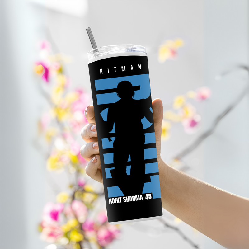 "ROHIT - CRICKET FANDOM" Tumbler with Metal Straw
