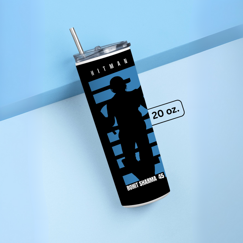 "ROHIT - CRICKET FANDOM" Tumbler with Metal Straw