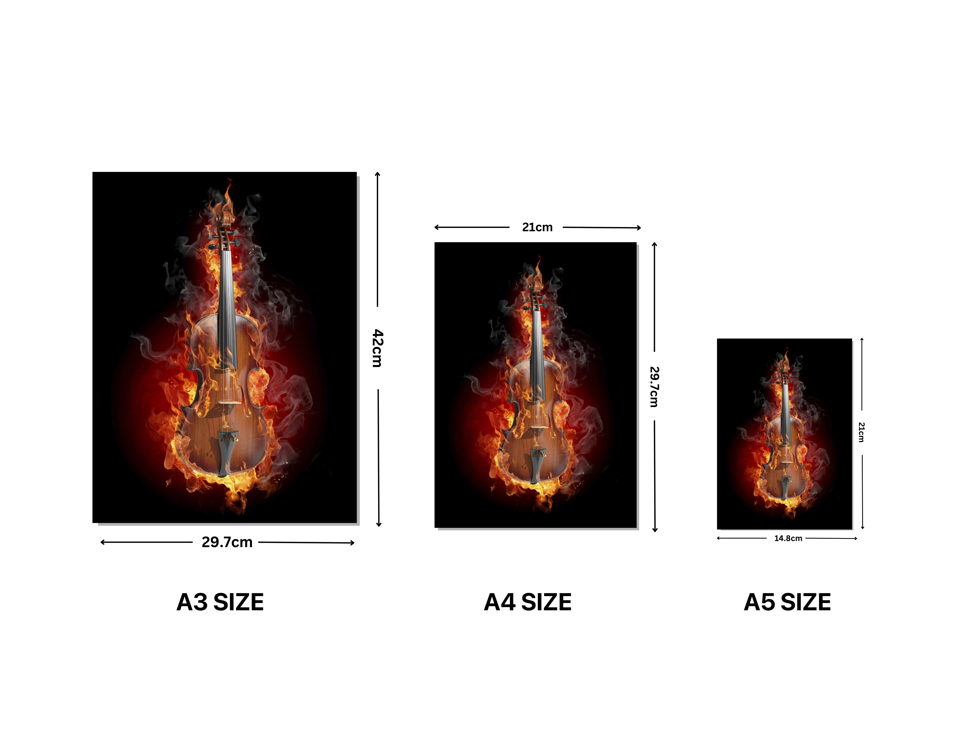 "BURNING GUITAR"- Shiny & Sturdy Metallic Poster  Art That Pops & Sticks (Literally!)