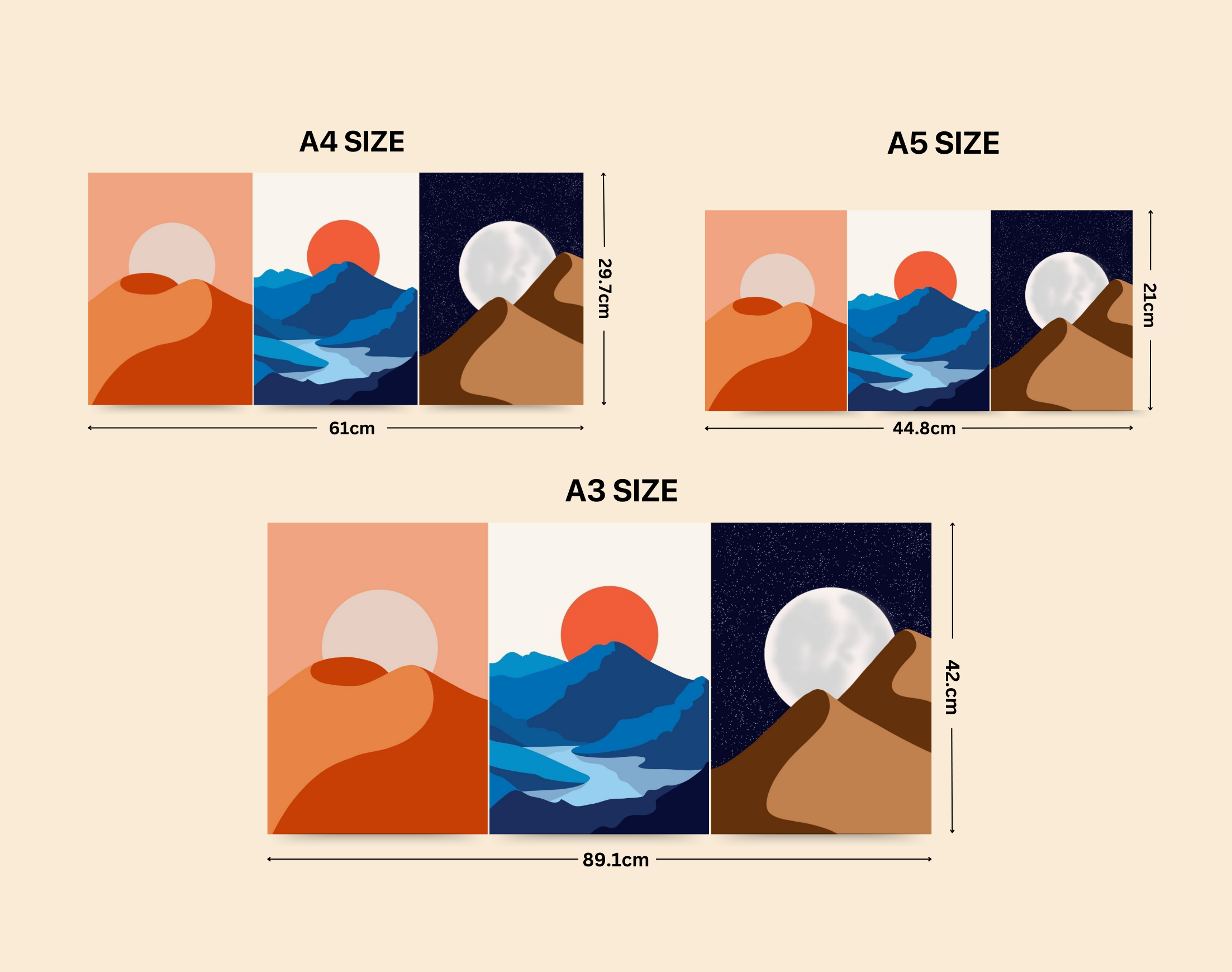 "MOON AND MOUNTAINS"- Shiny & Sturdy Metallic Poster Art That Pops & Sticks