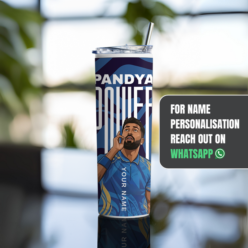 "PANDYA POWER: CRICKET FANBASE" Tumbler with Metal Straw