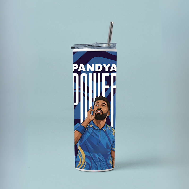 "PANDYA POWER: CRICKET FANBASE" Tumbler with Metal Straw