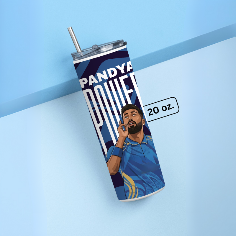 "PANDYA POWER: CRICKET FANBASE" Tumbler with Metal Straw