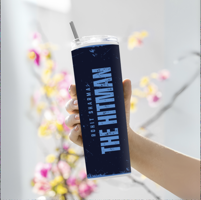 "THE HITMAN - CRICKET FANSHIP" Tumbler with Metal Straw