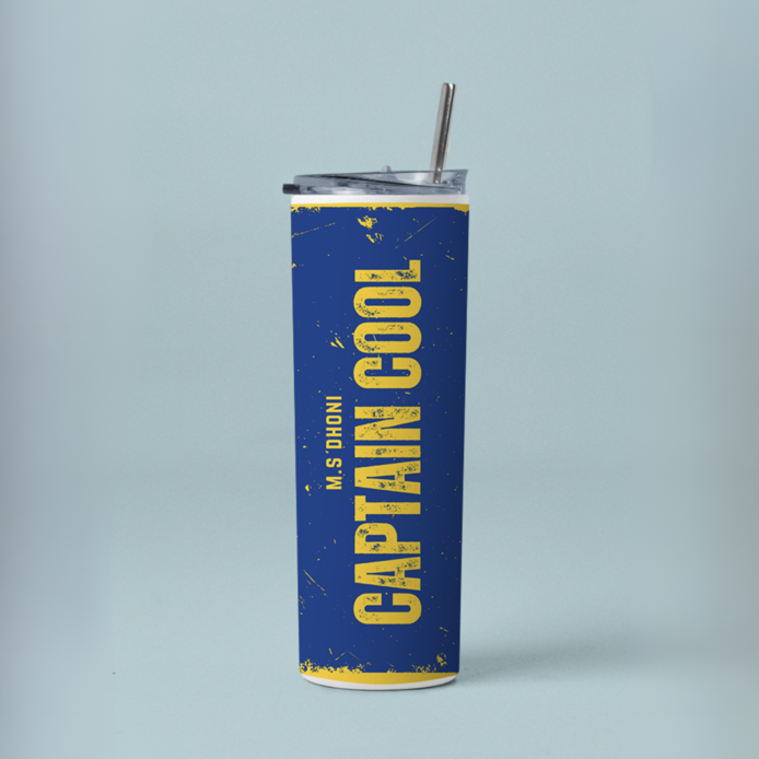 "CAPTAIN COOL- CRICKET FANSHIP" Tumbler with Metal Straw
