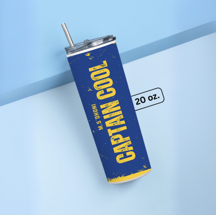 "CAPTAIN COOL- CRICKET FANSHIP" Tumbler with Metal Straw