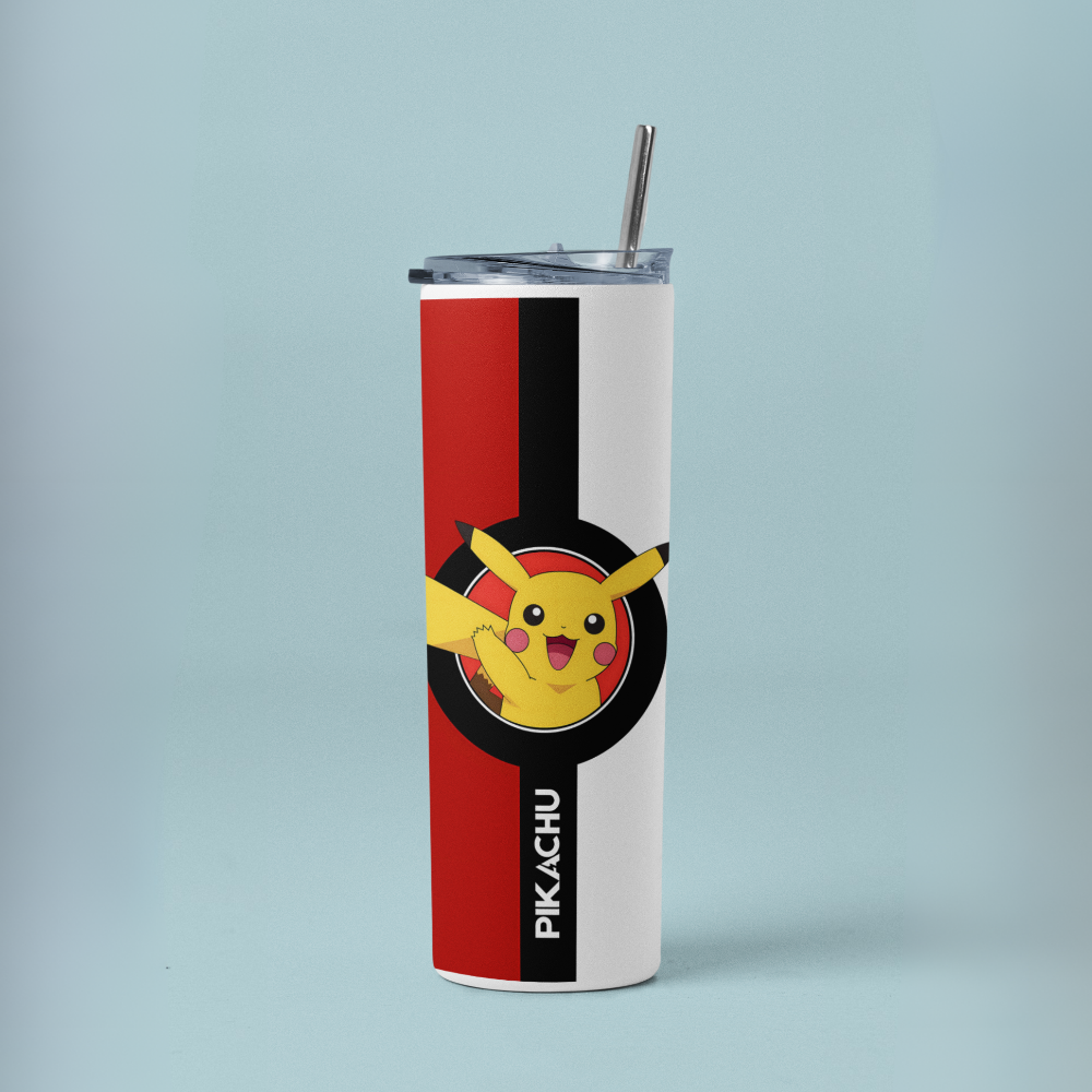 "PIKACHU- POKEMON- ANIME" Tumbler with Metal Straw