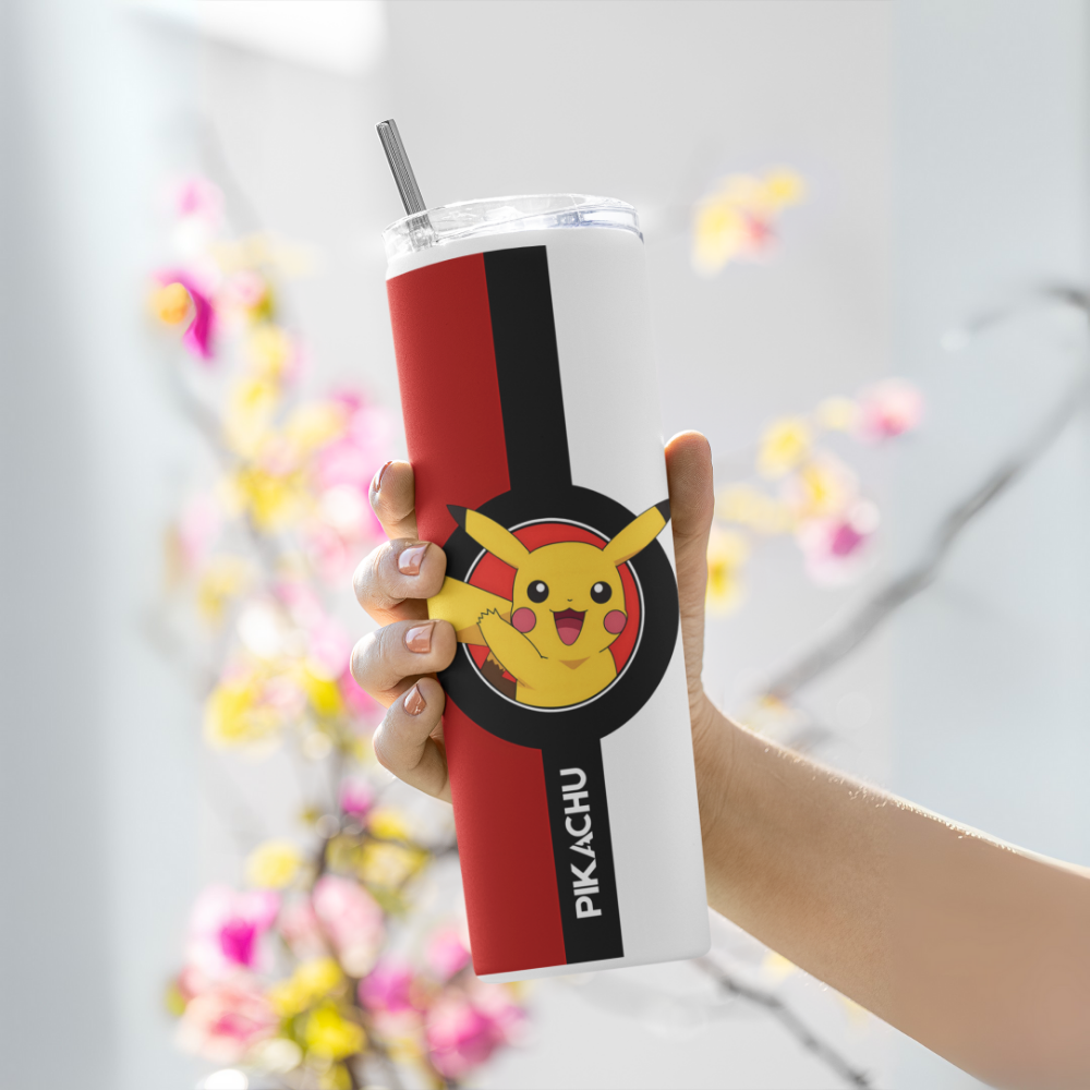 "PIKACHU- POKEMON- ANIME" Tumbler with Metal Straw