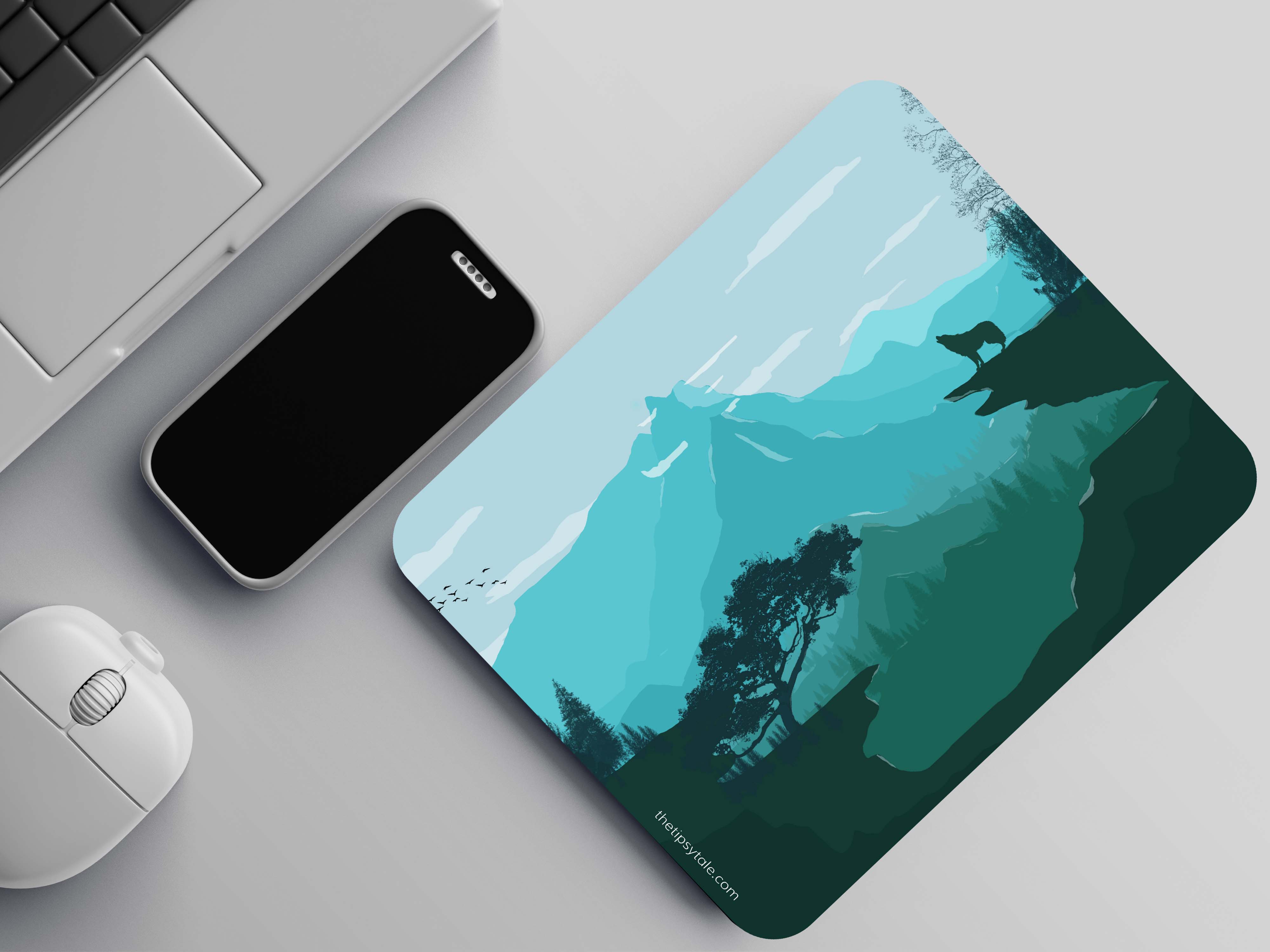 "WOLF IN THE FOREST" Mousepad Enhance Your Workspace with Style