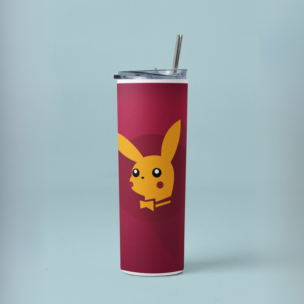 "PIKACHU- POKEMON- ANIME PLAYBOY EDITION" Tumbler with Metal Straw