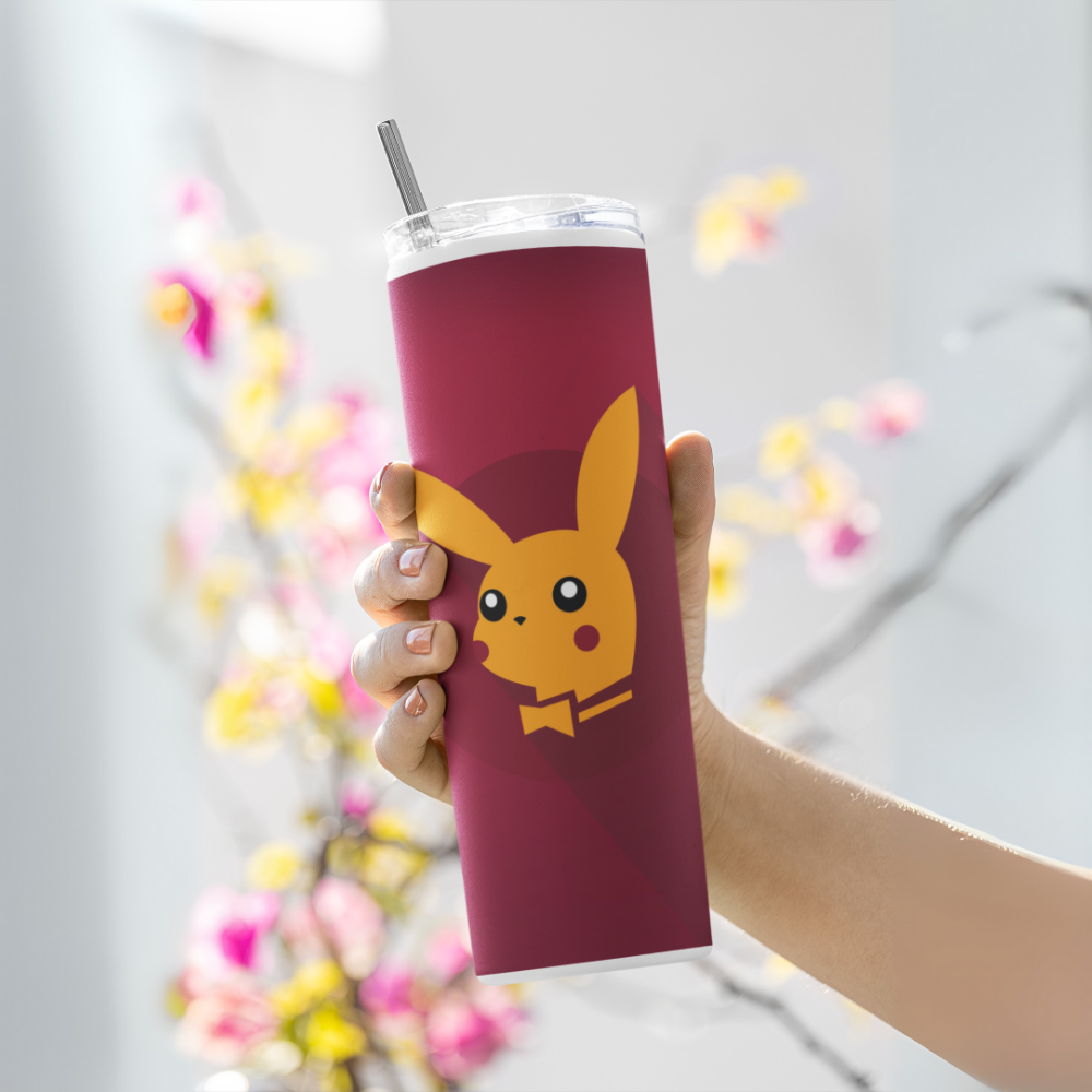 "PIKACHU- POKEMON- ANIME PLAYBOY EDITION" Tumbler with Metal Straw