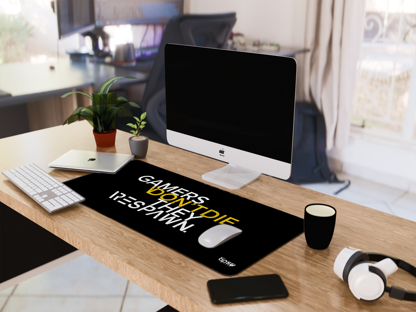 "GAMERS DON'T DIE THEY REPAWN" Gaming Mousepad- Elevate Your Gaming Experience