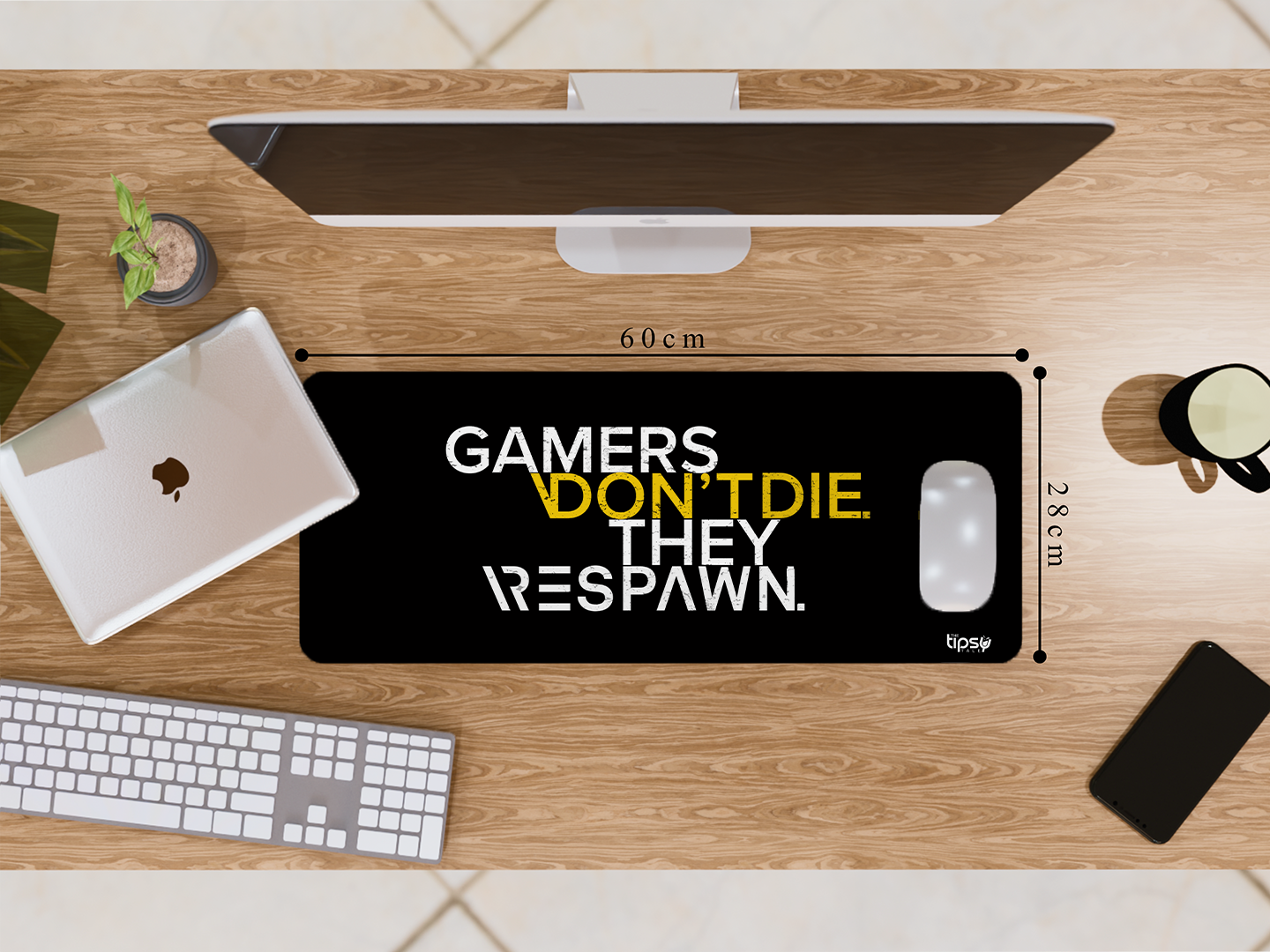 "GAMERS DON'T DIE THEY REPAWN" Gaming Mousepad- Elevate Your Gaming Experience