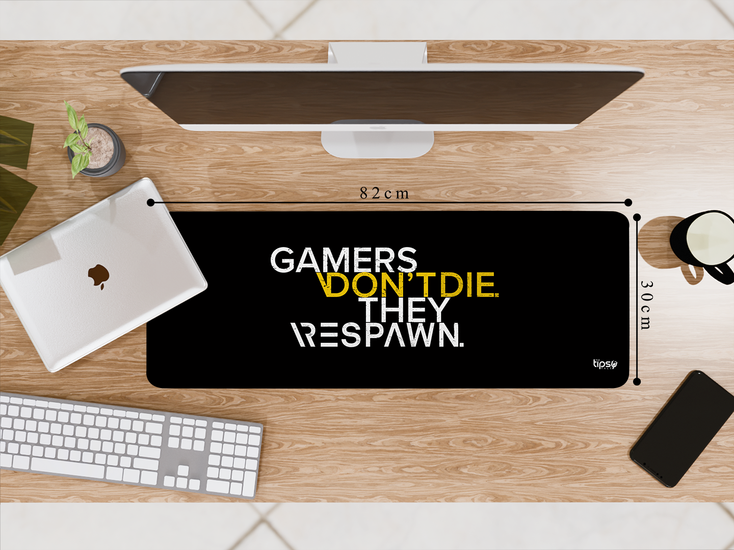 "GAMERS DON'T DIE THEY REPAWN" Gaming Mousepad- Elevate Your Gaming Experience