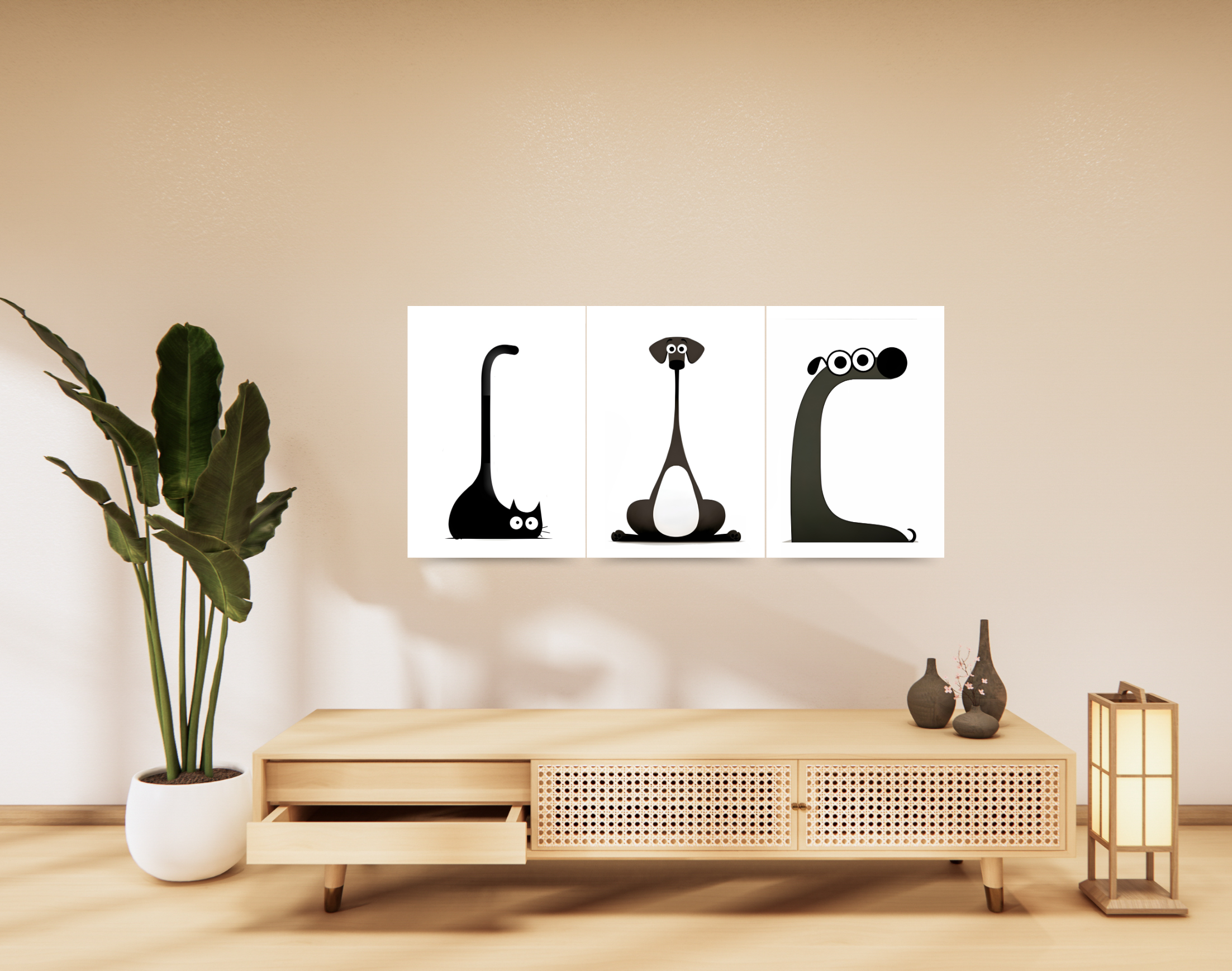 "CARTOON PET ANIMALS"- Shiny & Sturdy Metallic Poster Art That Pops & Sticks