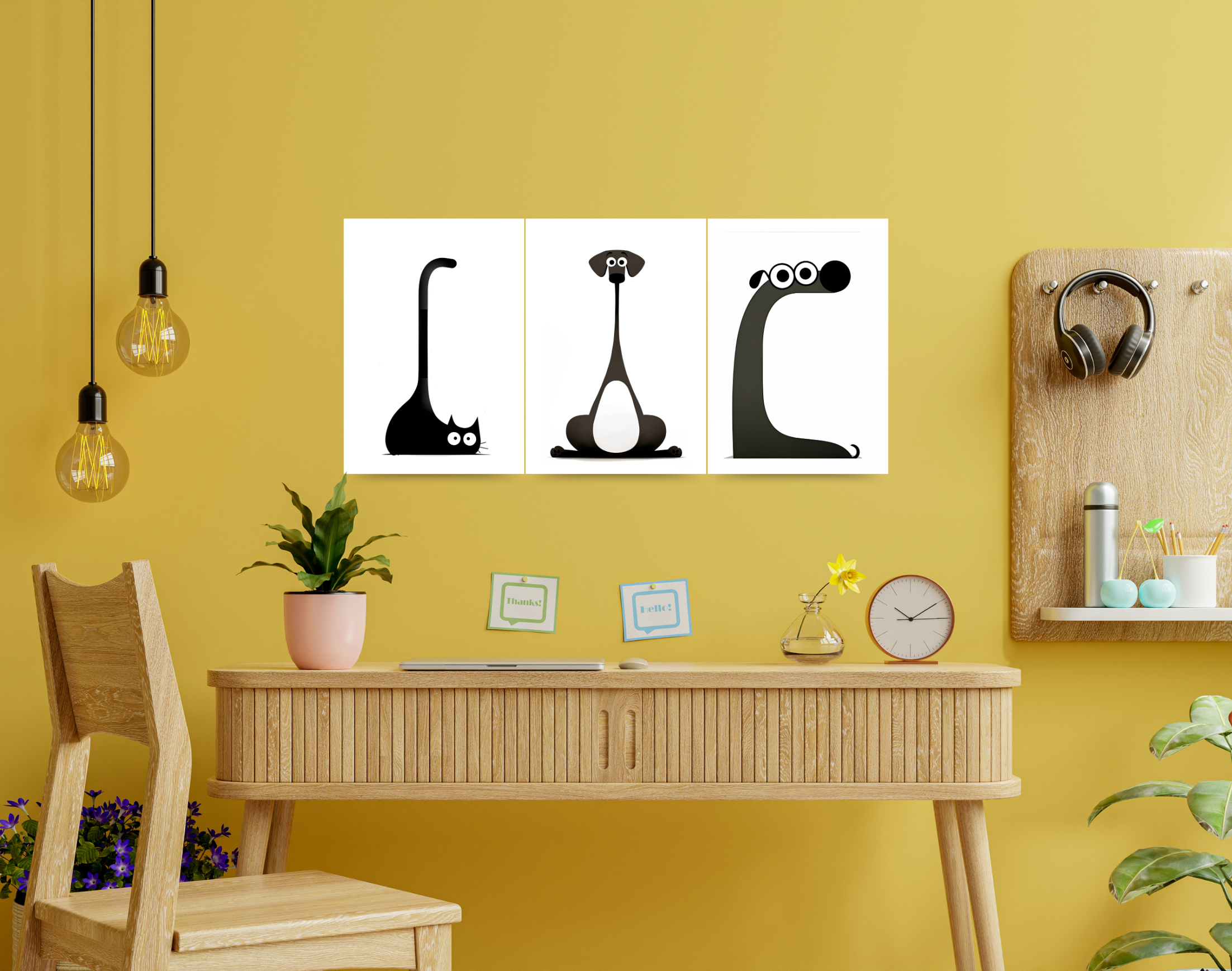 "CARTOON PET ANIMALS"- Shiny & Sturdy Metallic Poster Art That Pops & Sticks