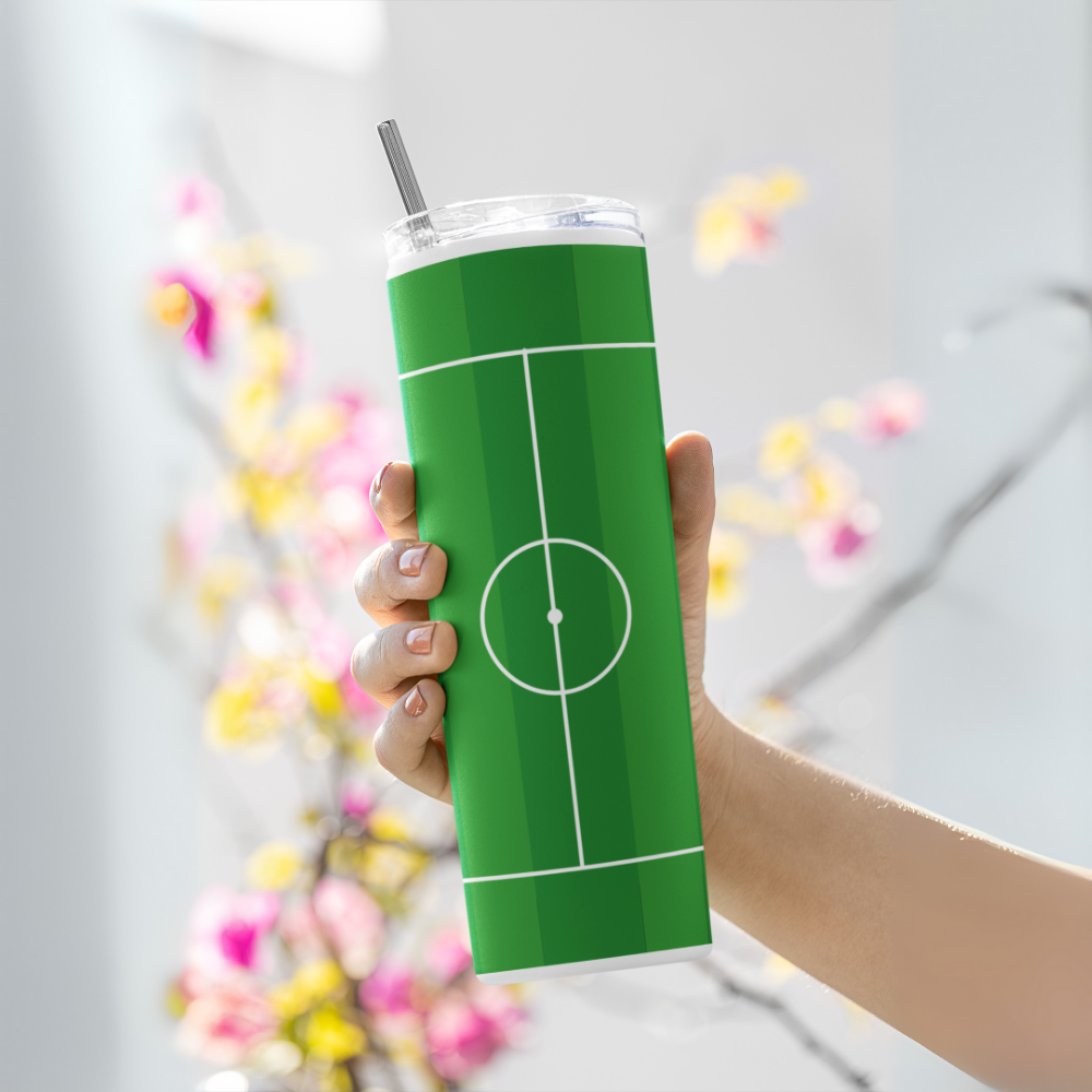 "FOOTBALL FIELD PRINT" Tumbler with Metal Straw