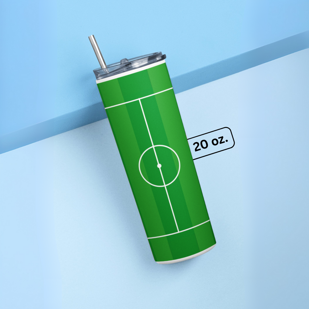 "FOOTBALL FIELD PRINT" Tumbler with Metal Straw