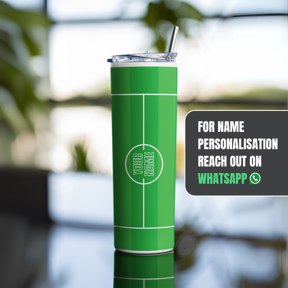 "FOOTBALL FIELD PRINT" Tumbler with Metal Straw