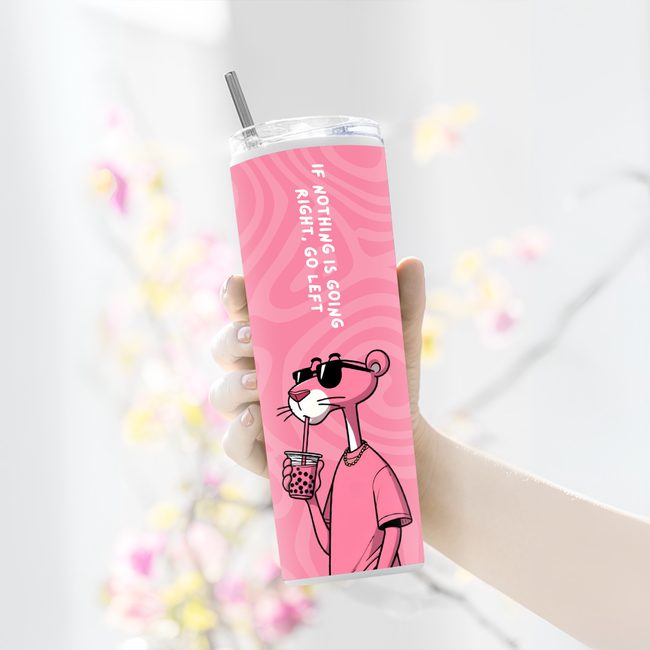 "IF NOTHING IS GOING RIGHT, GO LEFT" Tumbler with Metal Straw