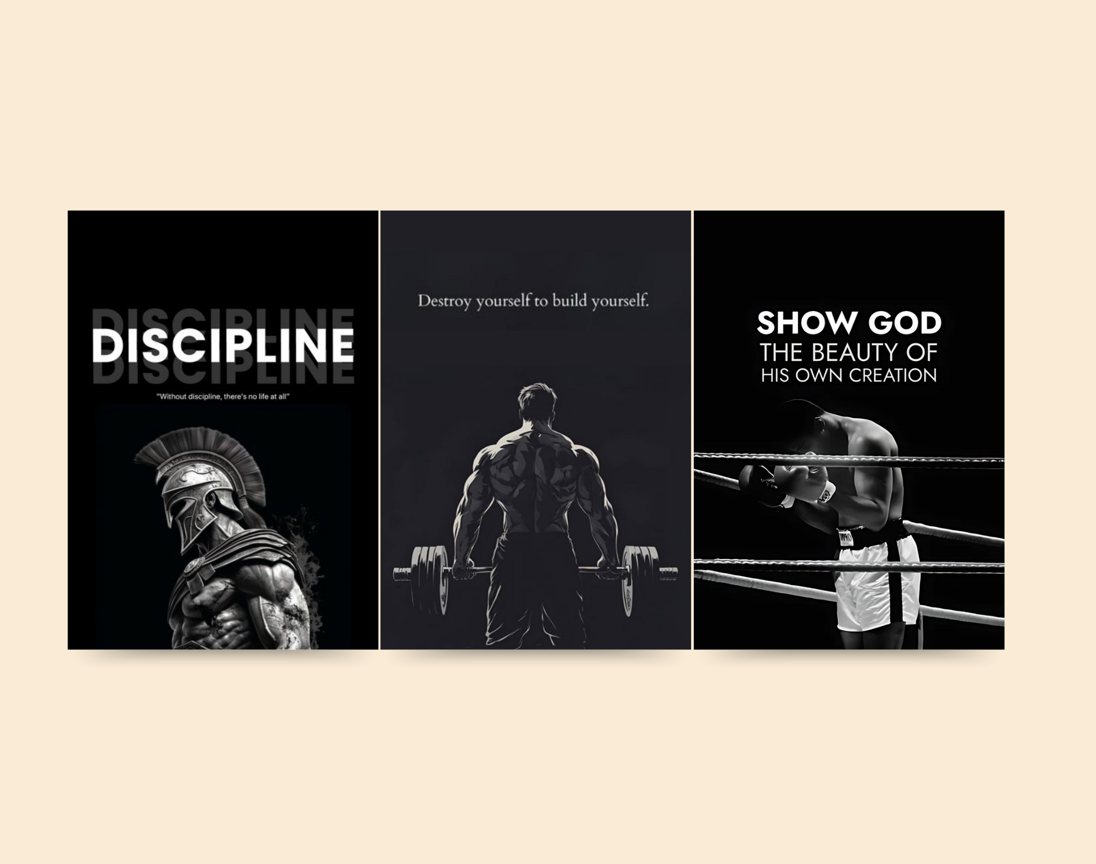 "SELF MOTIVATION QUOTES: MEN STRENGTH VERSION"- Shiny & Sturdy Metallic Poster Art That Pops & Sticks