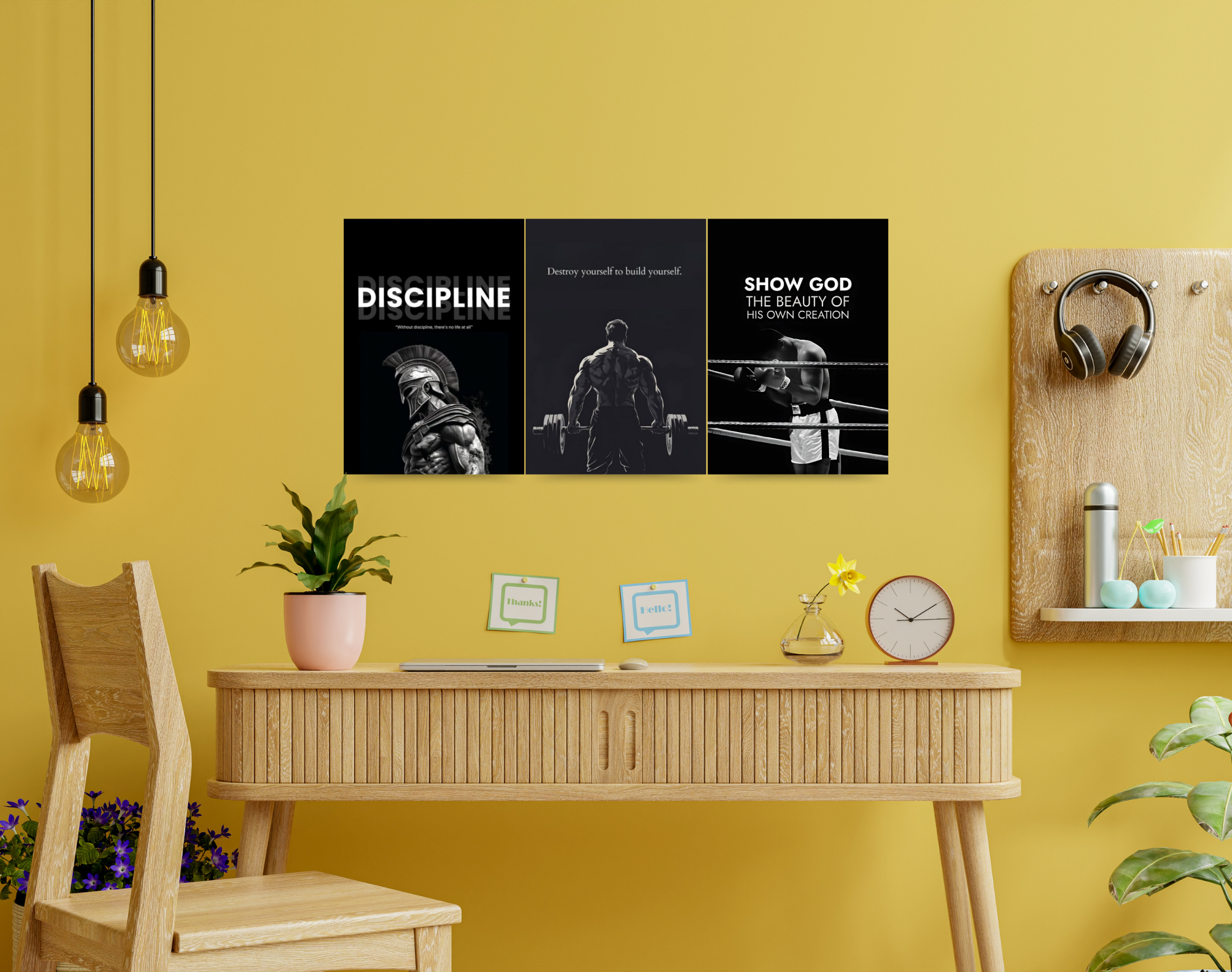 "SELF MOTIVATION QUOTES: MEN STRENGTH VERSION"- Shiny & Sturdy Metallic Poster Art That Pops & Sticks