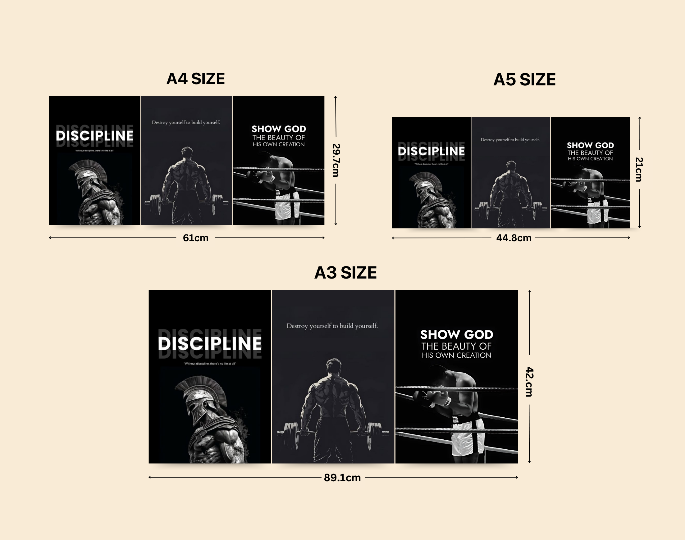 "SELF MOTIVATION QUOTES: MEN STRENGTH VERSION"- Shiny & Sturdy Metallic Poster Art That Pops & Sticks