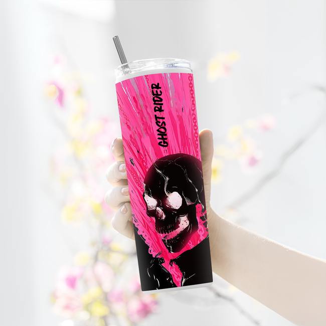 "GHOST RIDER IS BACK" Tumbler with Metal Straw