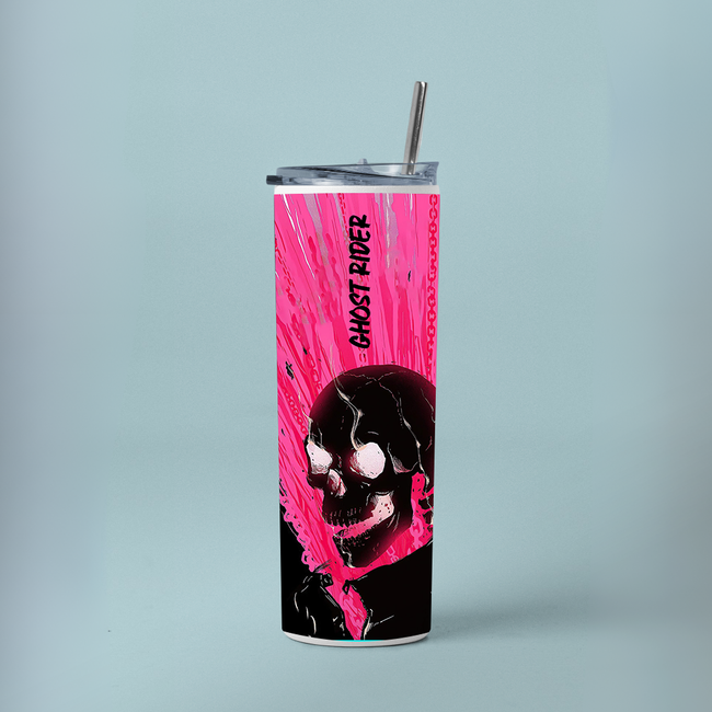 "GHOST RIDER IS BACK" Tumbler with Metal Straw
