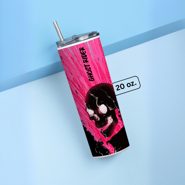 "GHOST RIDER IS BACK" Tumbler with Metal Straw