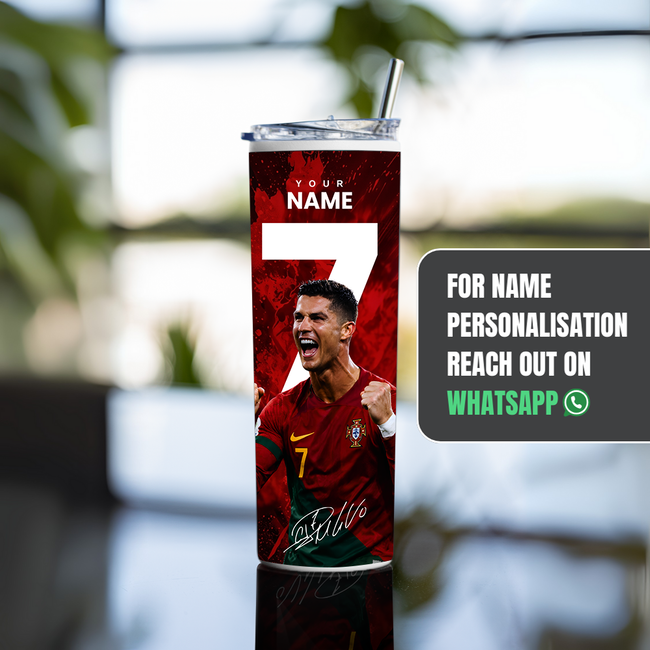 "RONALDO THE ONE AND ONLY" Tumbler with Metal Straw