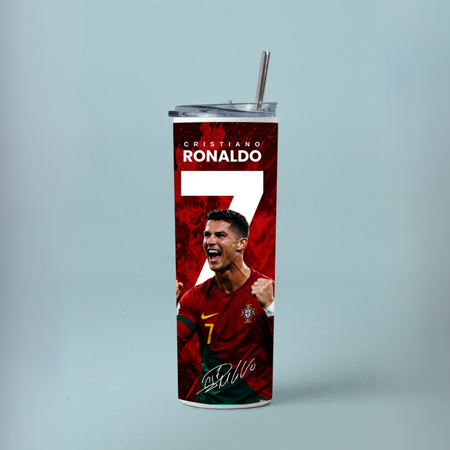 "RONALDO THE ONE AND ONLY" Tumbler with Metal Straw