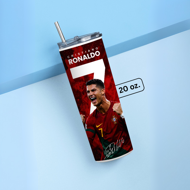 "RONALDO THE ONE AND ONLY" Tumbler with Metal Straw