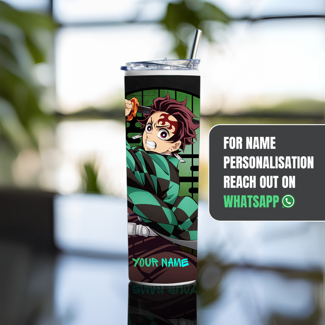 "TANJIRO KAMADO - THE OG DEMON SLAYER" Tumbler with Metal Straw