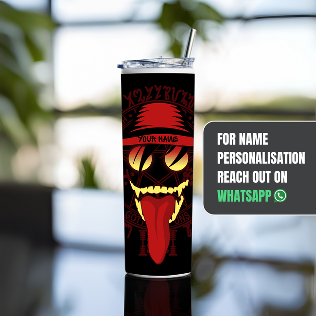 "ALUCARD EVIL LAUGH" Tumbler with Metal Straw