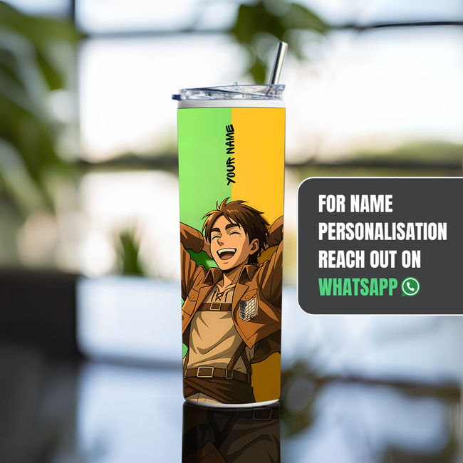 "EREN YEAGER" Tumbler with Metal Straw