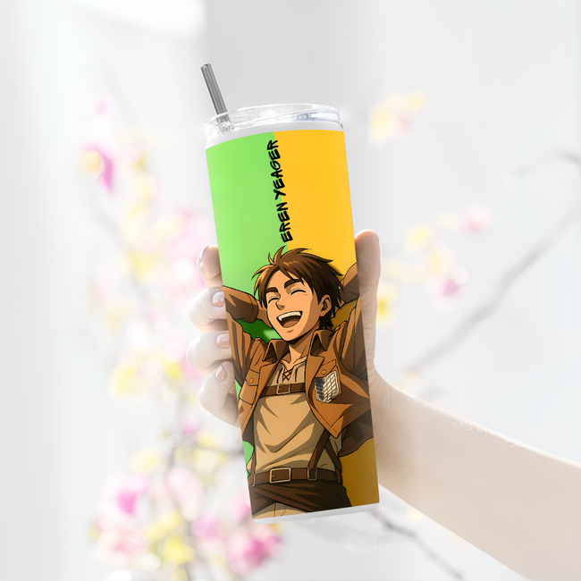 "EREN YEAGER" Tumbler with Metal Straw