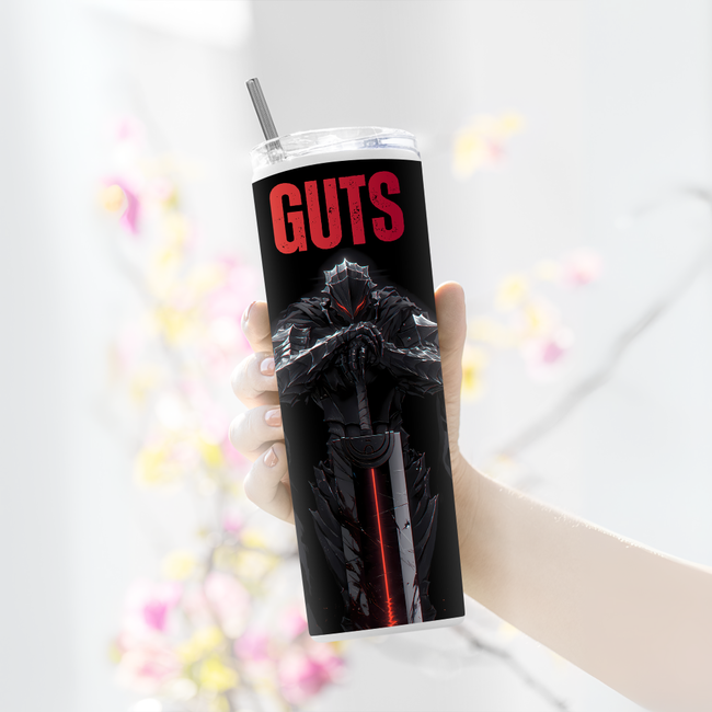 "GUTS BLACK" Tumbler with Metal Straw