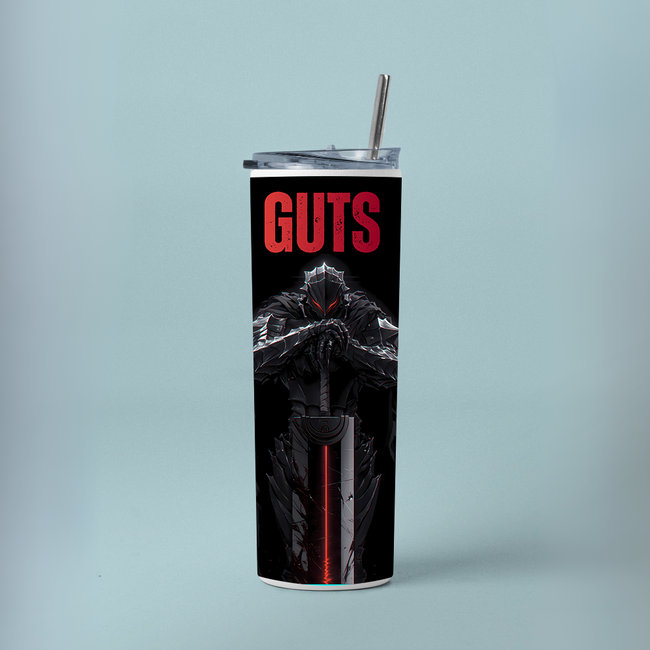 "GUTS BLACK" Tumbler with Metal Straw