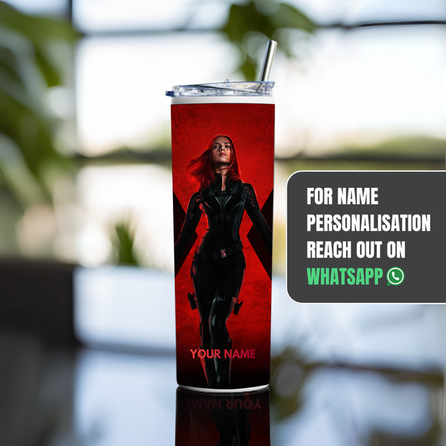 "BLACK WIDOW" Tumbler with Metal Straw